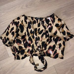NASTY GAL cheetah tie top